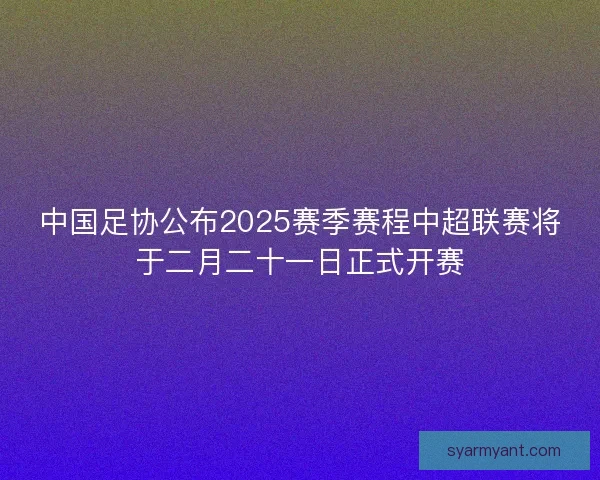 中国足协公布2025赛季赛程中超联赛将于二月二十一日正式开赛